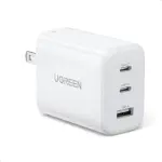 UGREEN USB C Charger 65W, 3 in 1 PD Fast Wall Charger for iPhone, iPad, MacBook, Galaxy, White