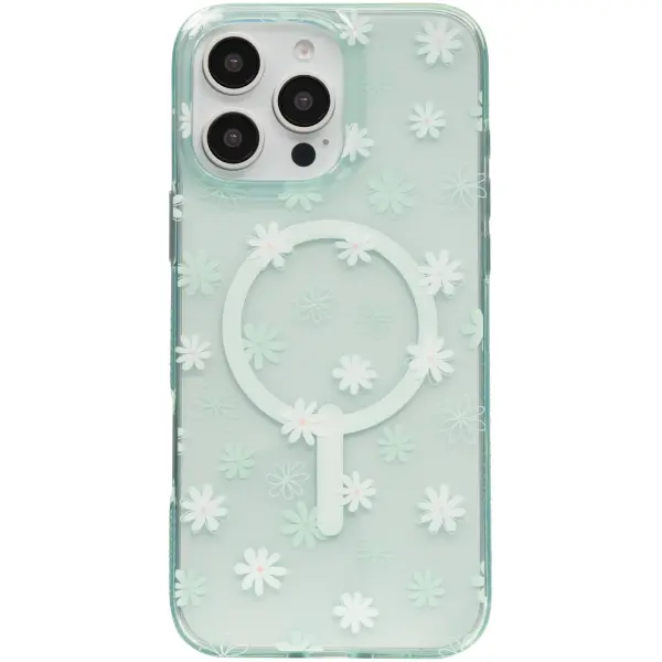 ZAGG Milan Snap Case for iPhone 16 Pro Max, Green Daisies
